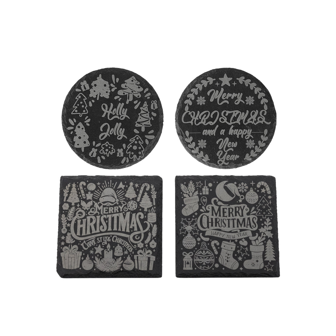 Christmas Themed Stone Slate Coaster Engraving