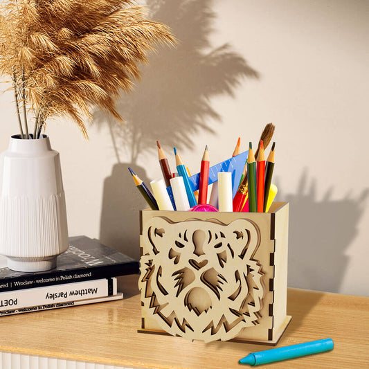 Lion Head Pen Holder Desktop Organizer