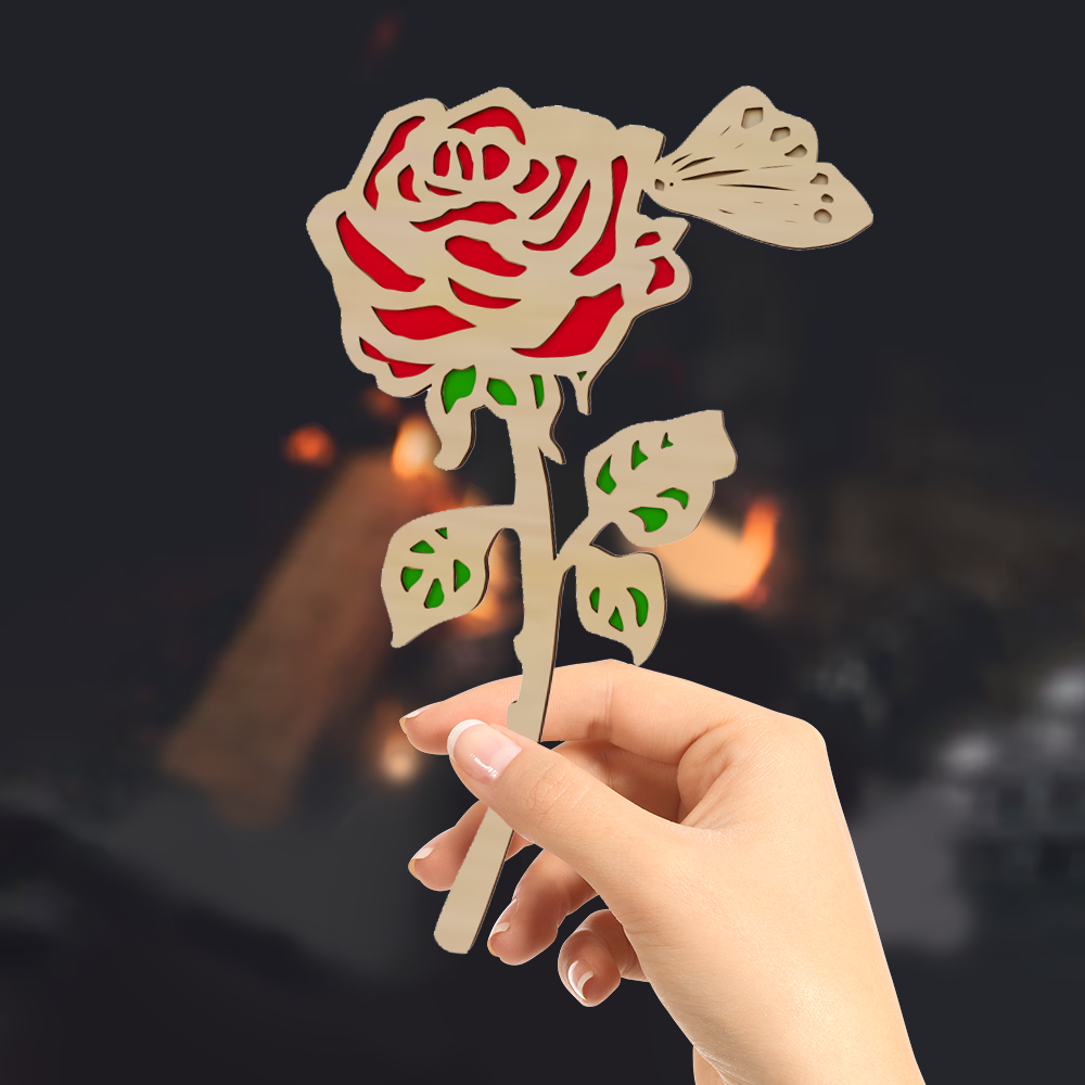 Rose Flower Wooden 01