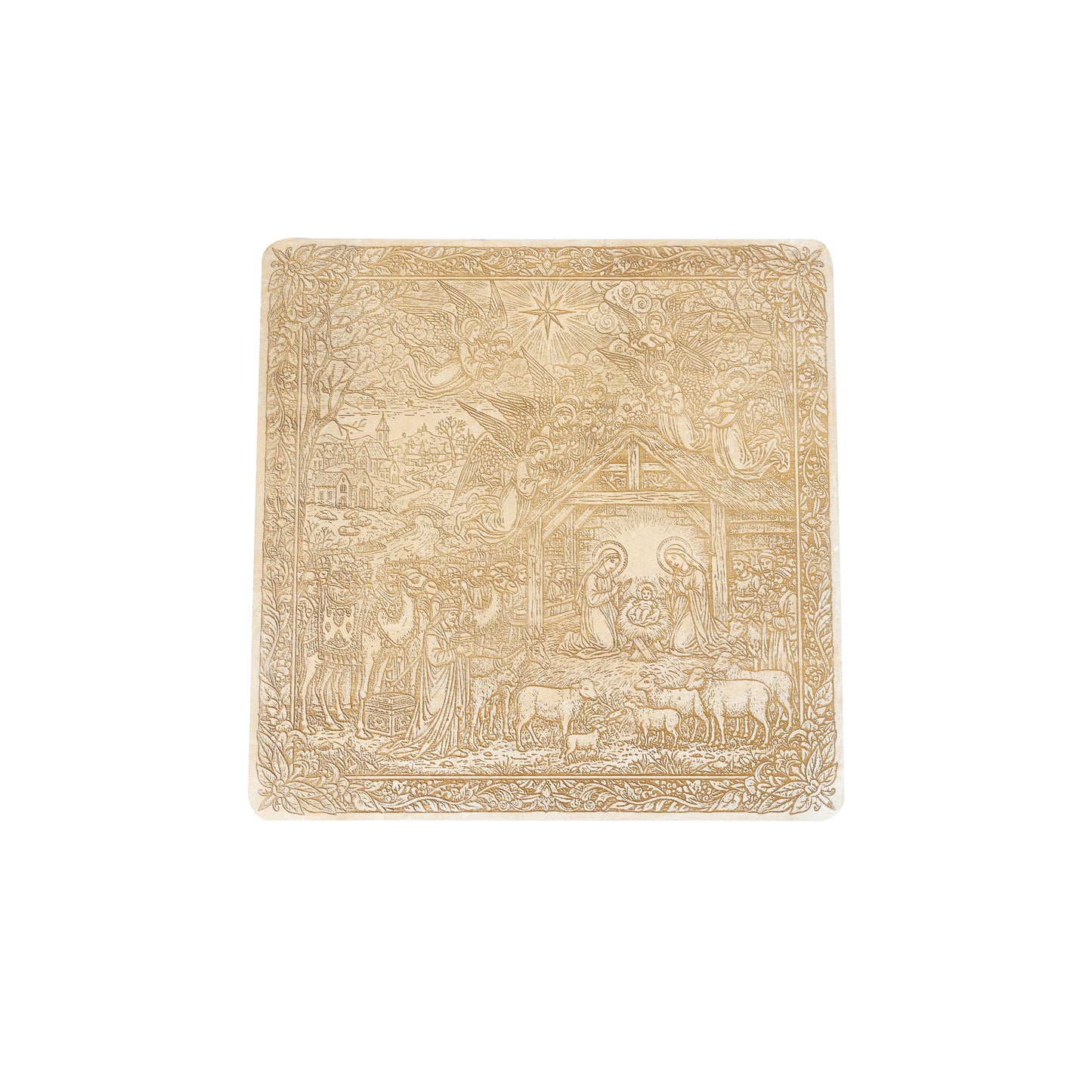 Christmas Nativity Scene Wooden Engraving