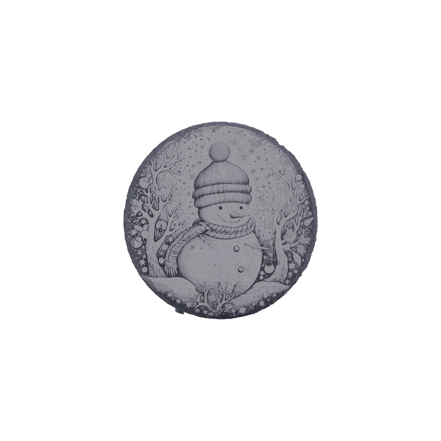 Christmas Themed Snowman Stone Slate Coaster Engraving