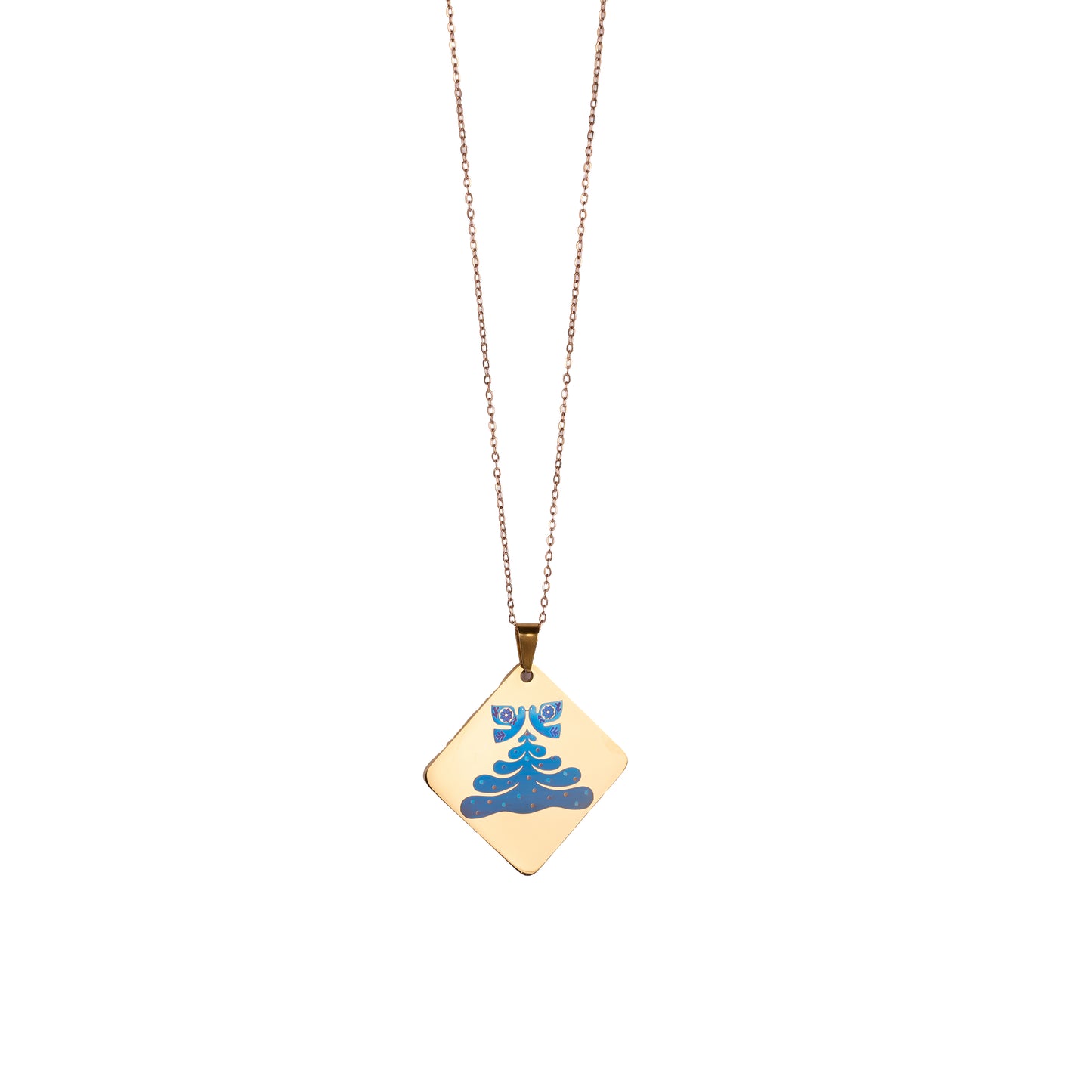 Stainless Steel Pendant Christmas Tree Color Engraving