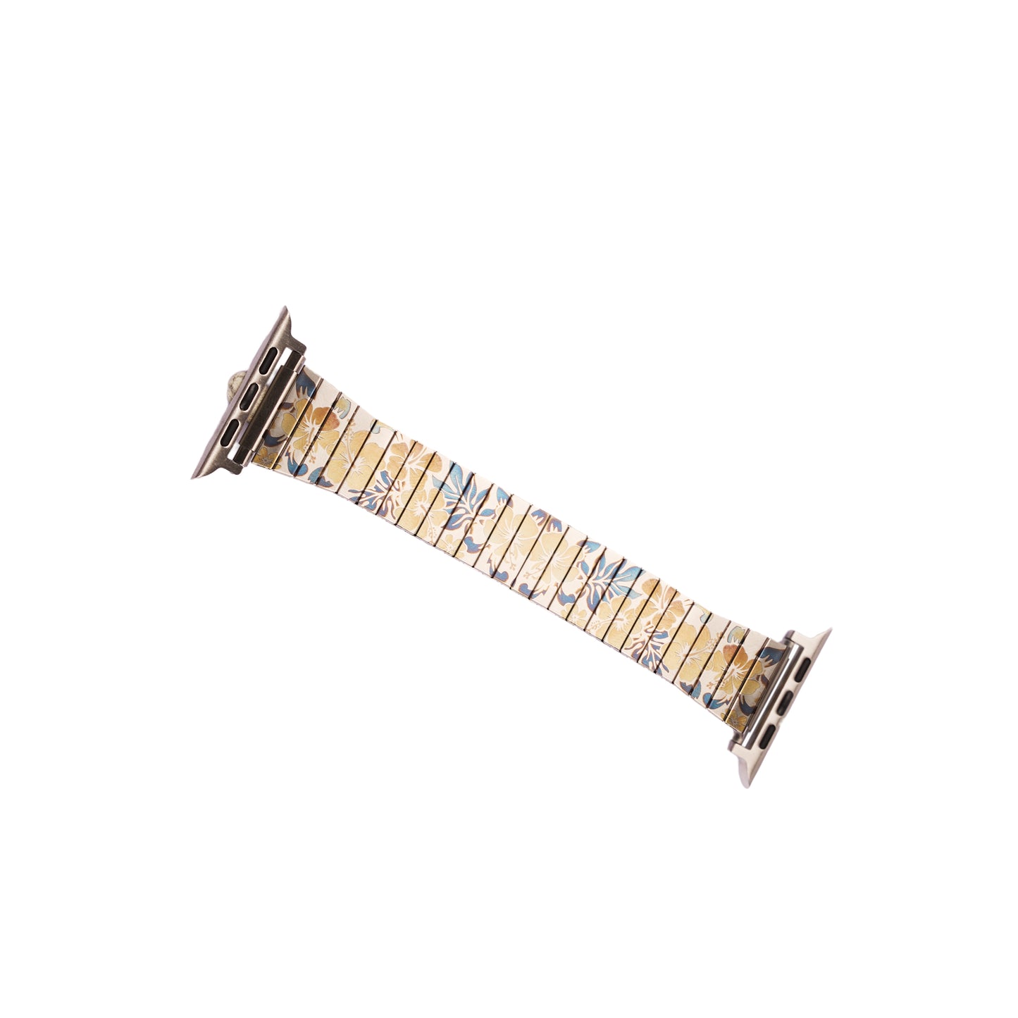 Floral Print Metal Watch Strap Color Engraving