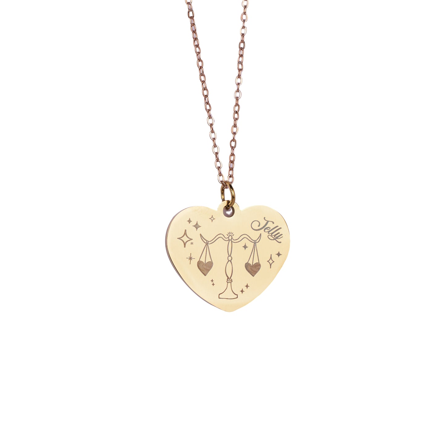 Valentine's Day Libra Zodiac Heart Shaped Pendant Engraving