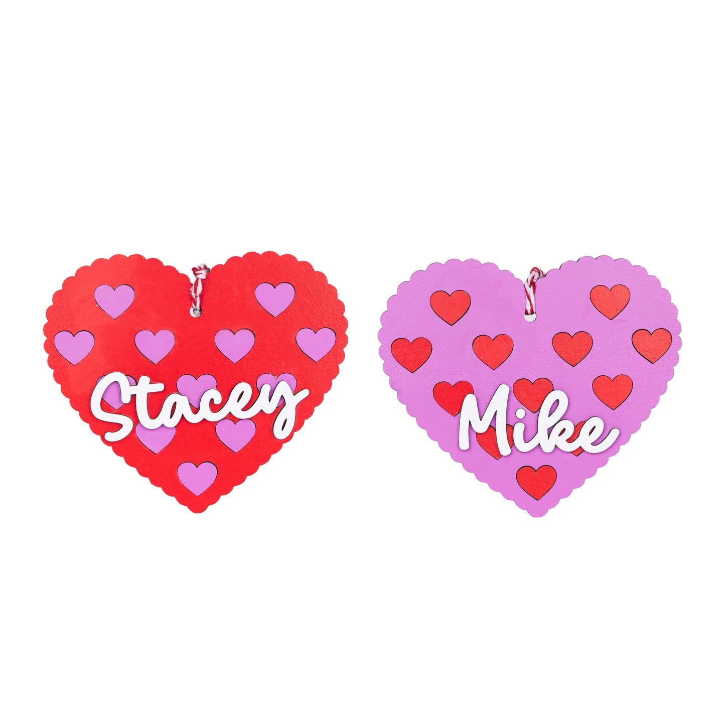 Valentine's Day Themed Couple's Name Heart Pendant