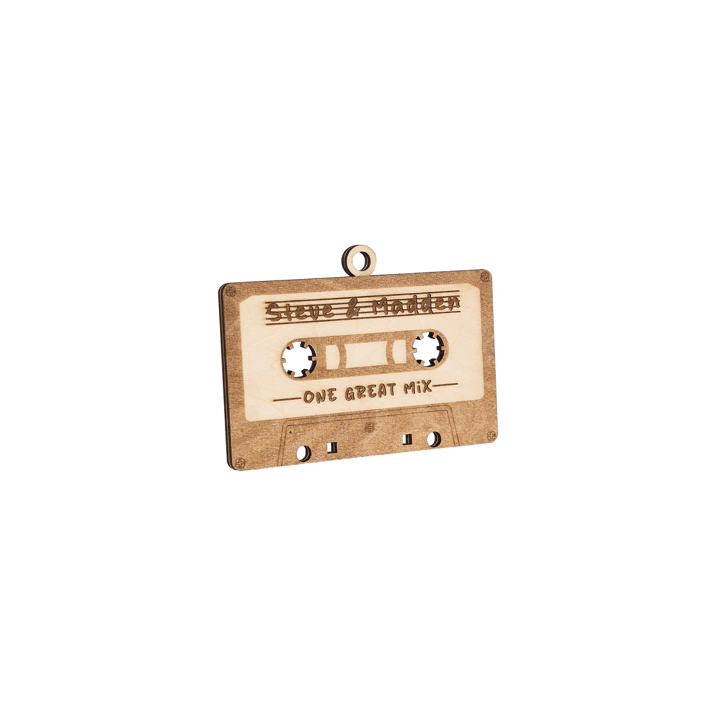 Valentine's Day Wooden Cassette Tape Keychain