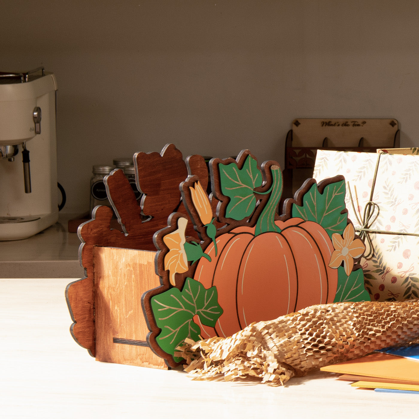 Wooden Pumpkin Organizer