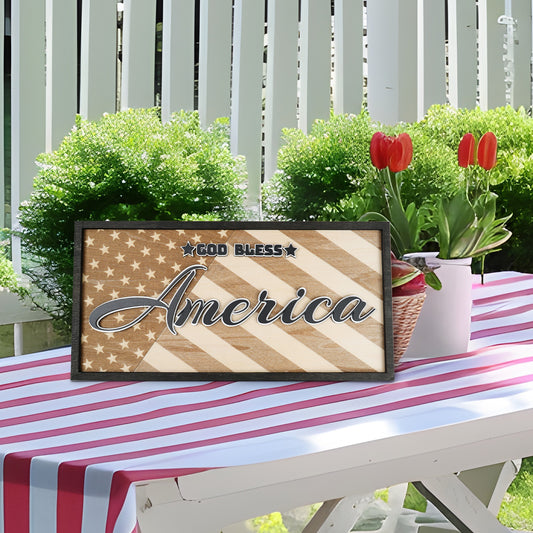 Independence Day God Bless America Decorative Plaque
