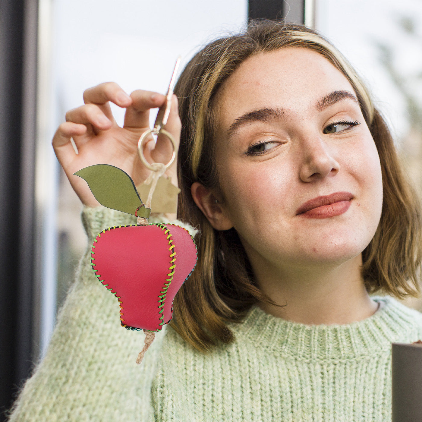 Leather Apple Hanging Ornament