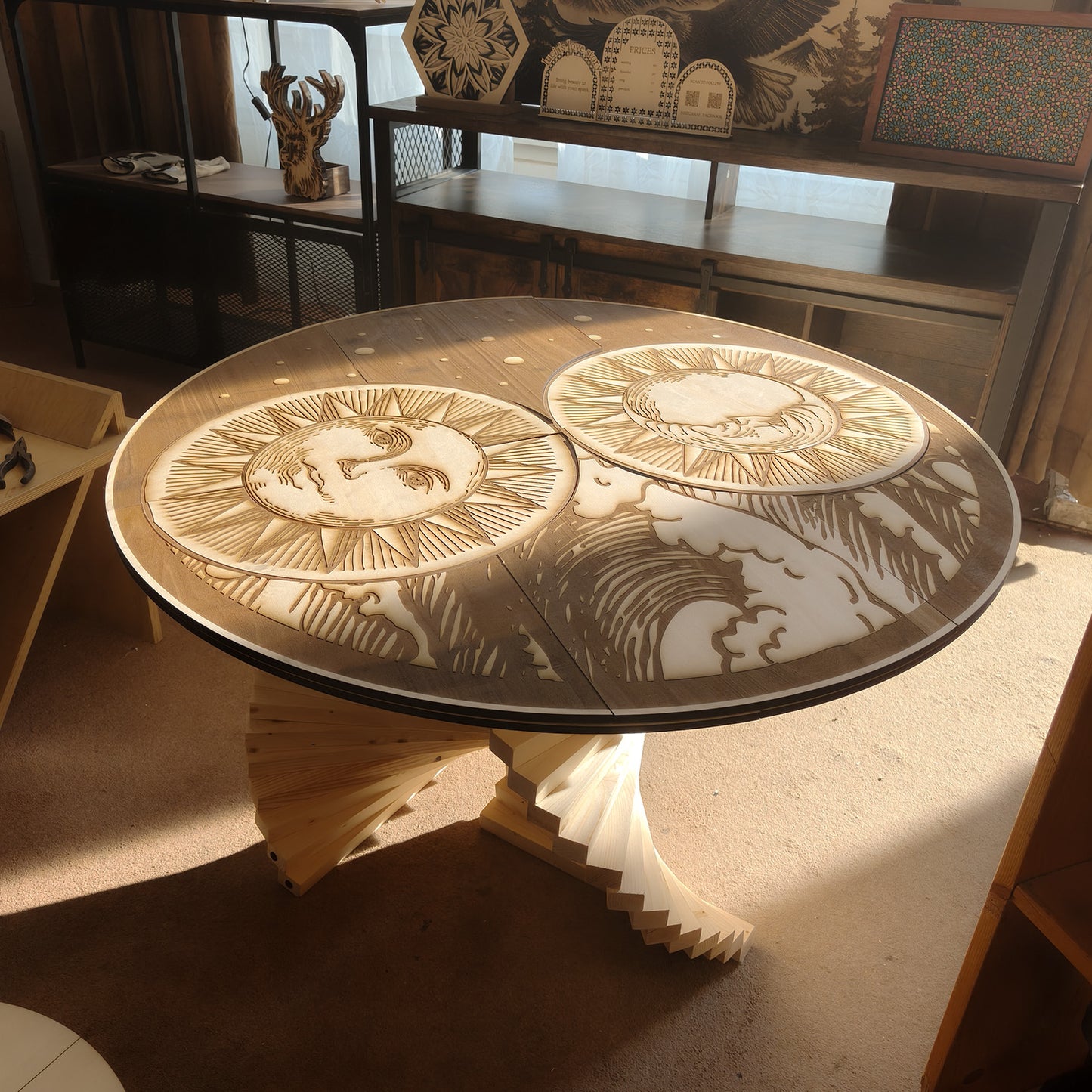 Wooden round table top