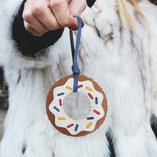 Leather Donut Charm Hanging Ornament