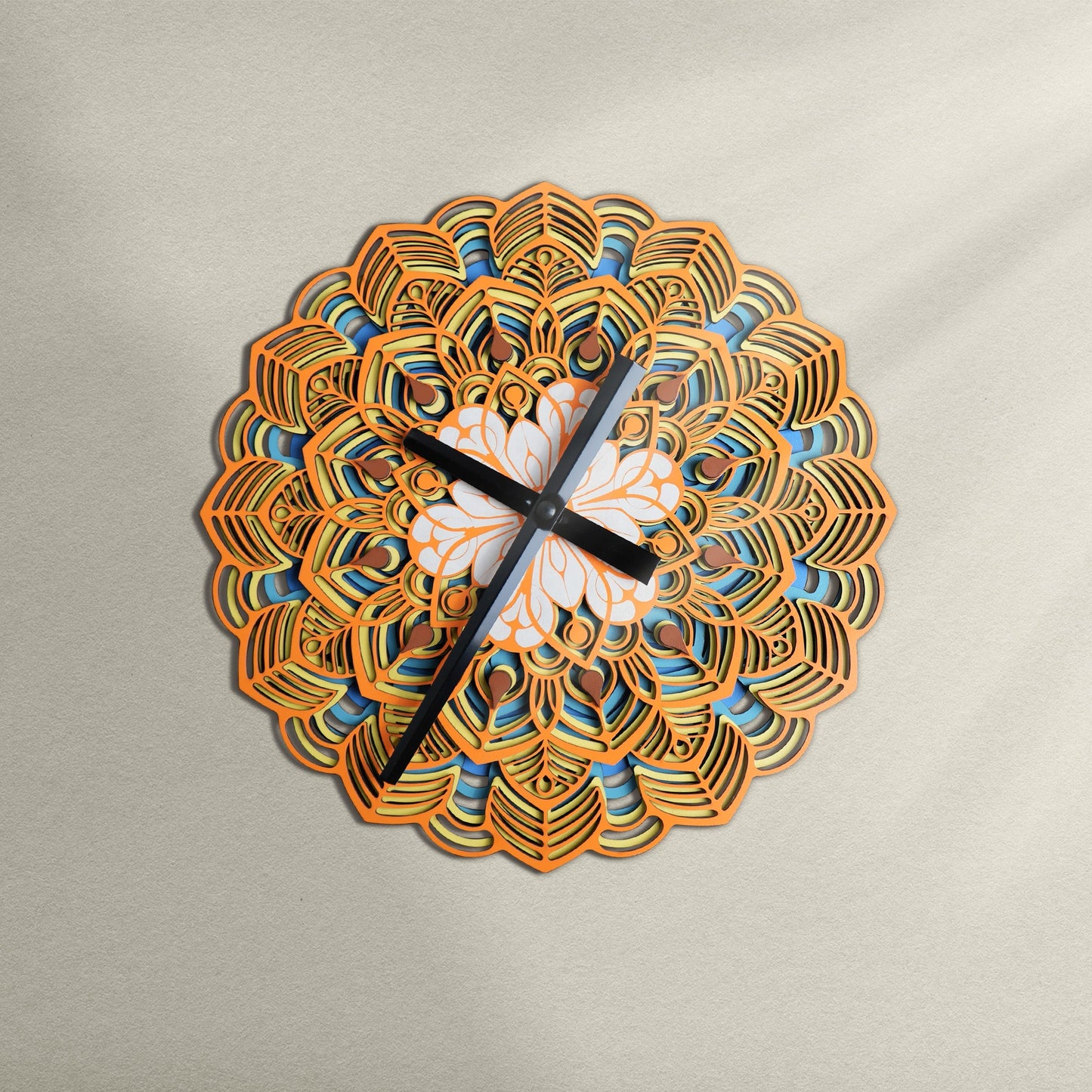Layered Mandala Wall Clock