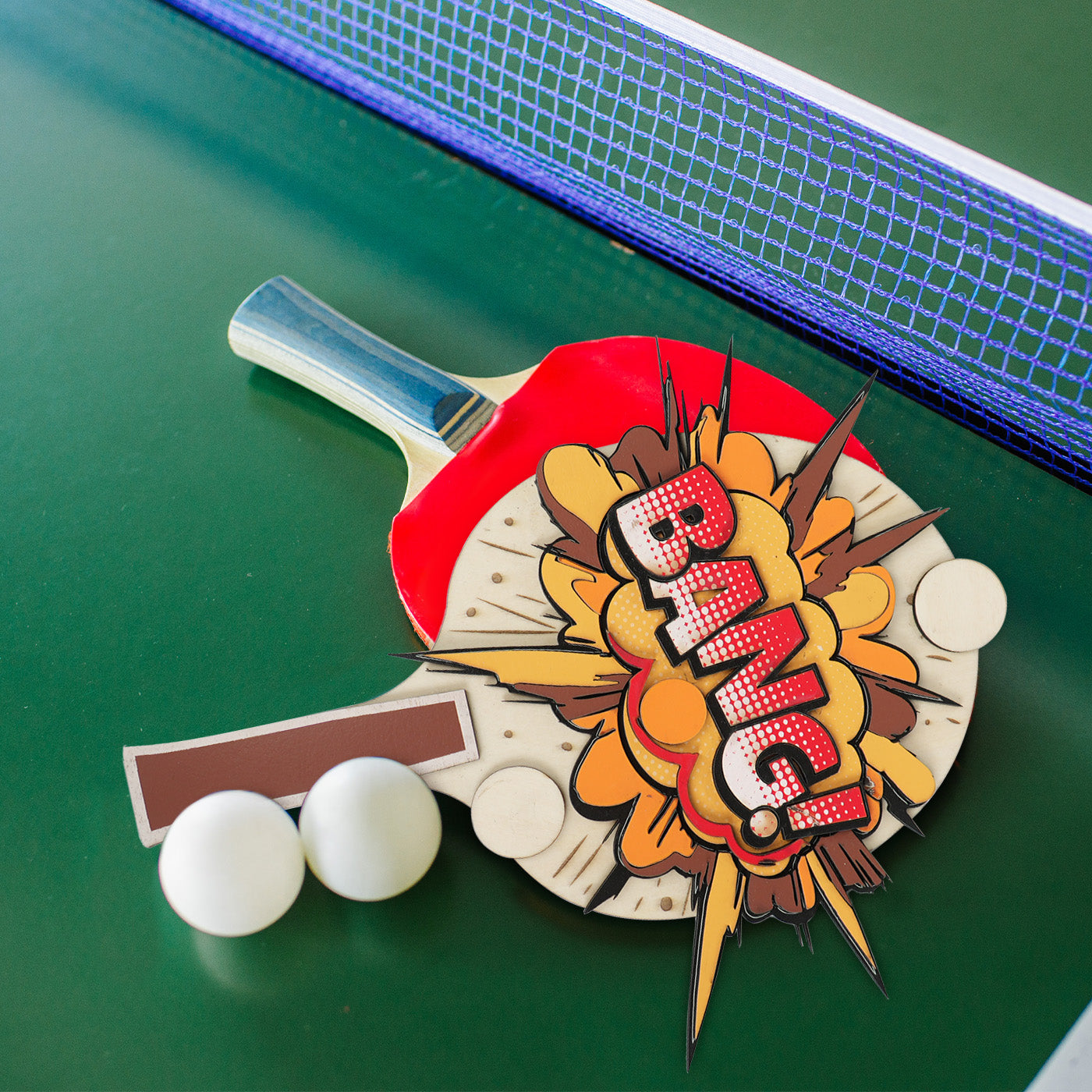 Wooden Table Tennis Racket Ornament