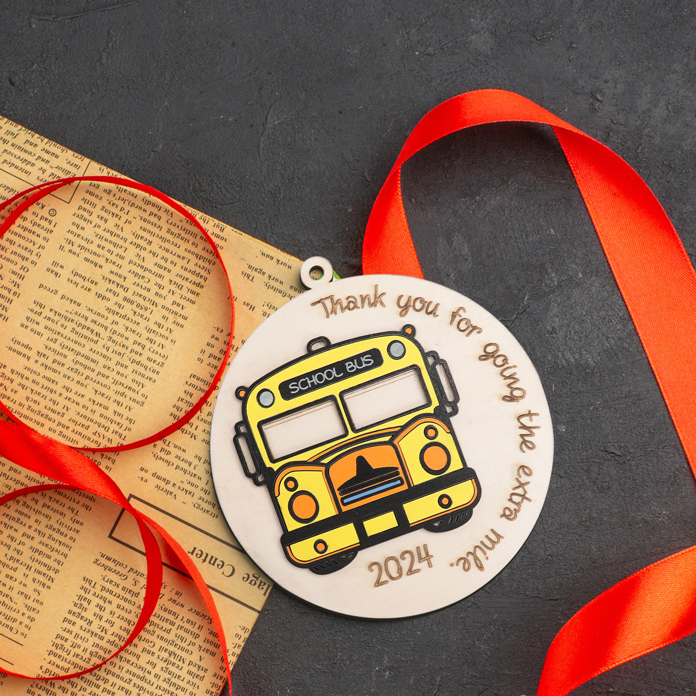 Wooden Bus Appreciation Ornament