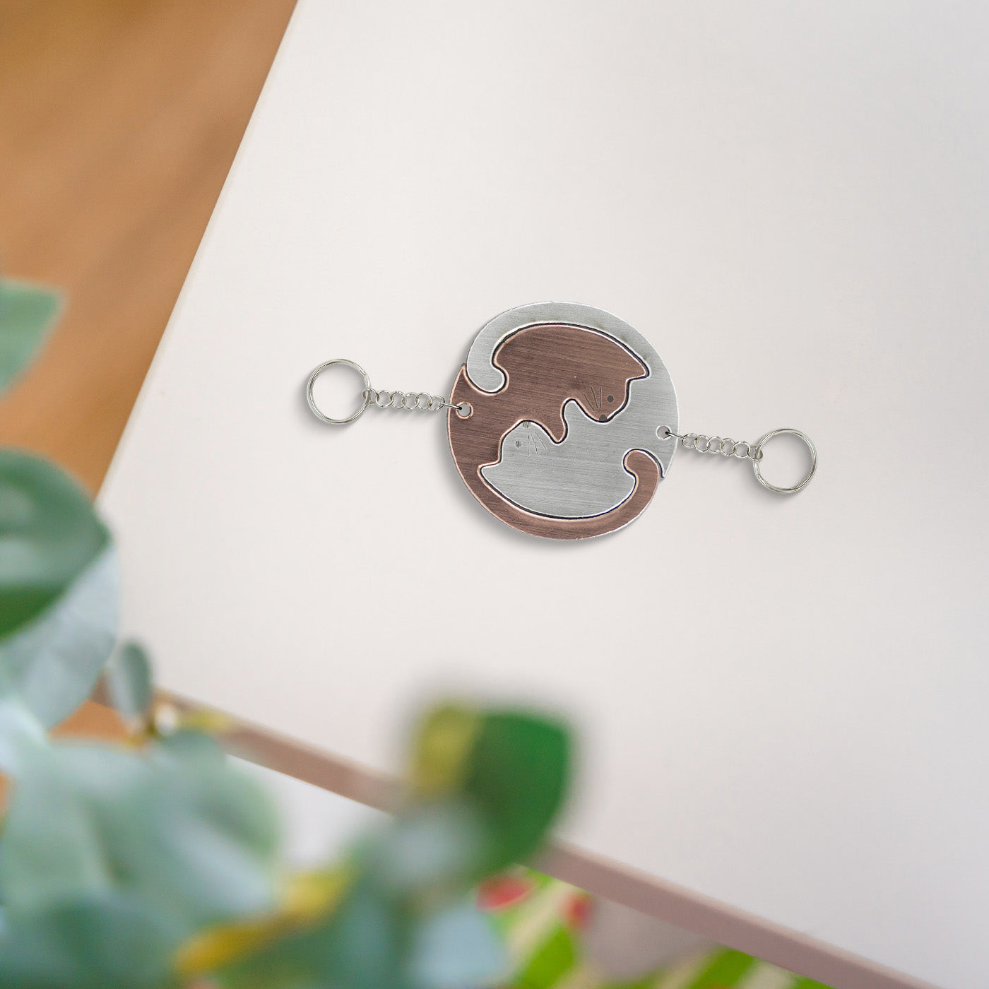 Cat ABS acrylic couple keychain