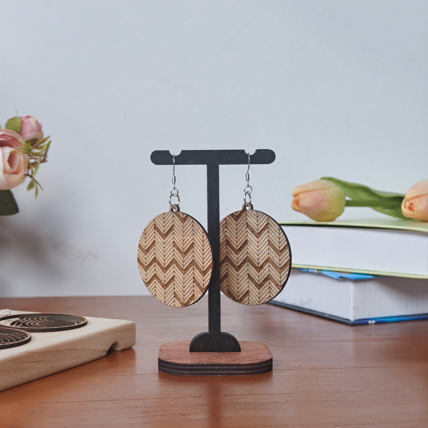 Round Geometric Layered Earrings