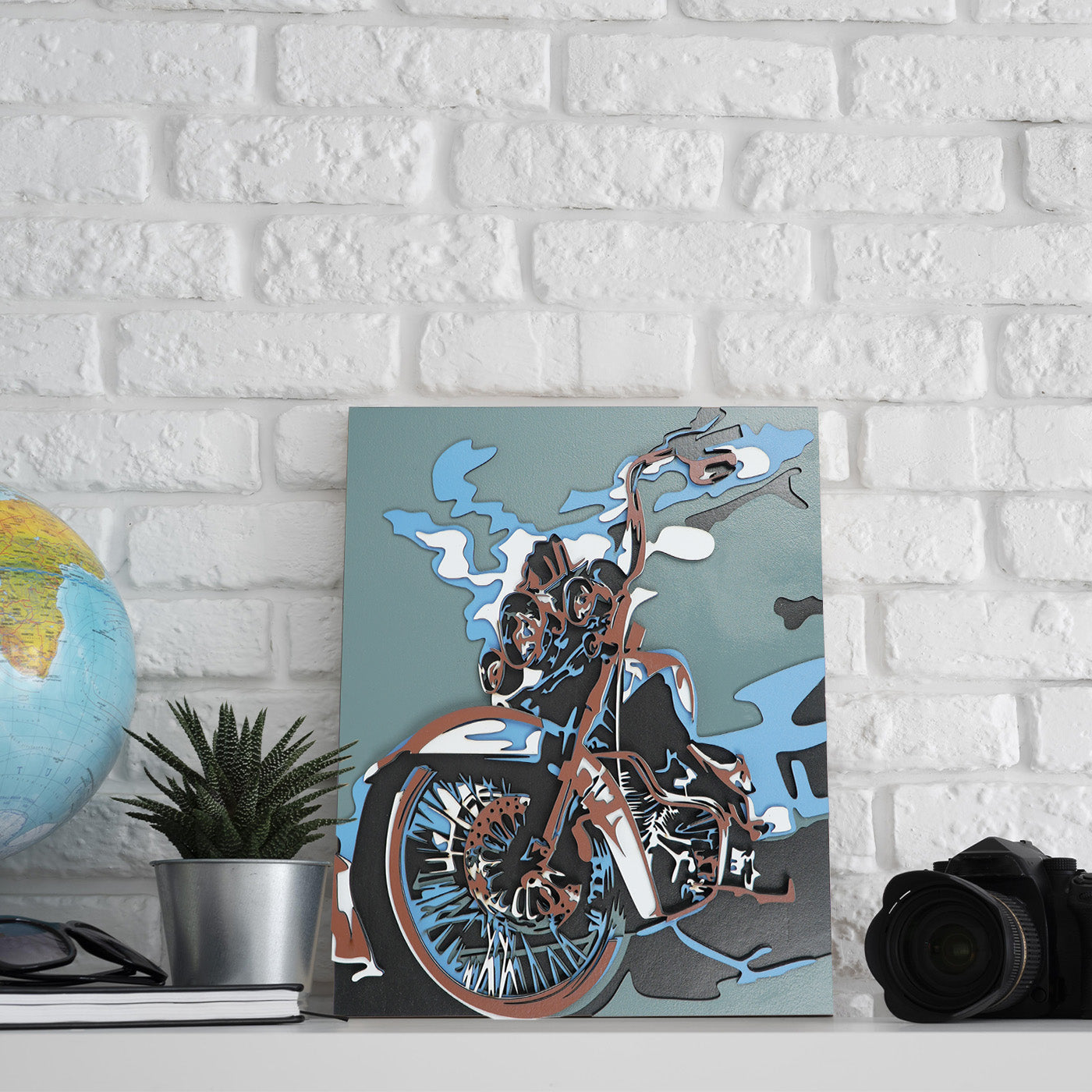 Wooden Motorcycle Bike Wall Art