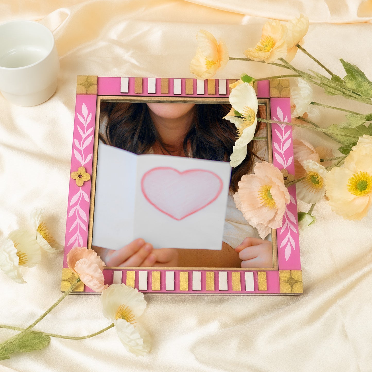 Spring pink flower frame