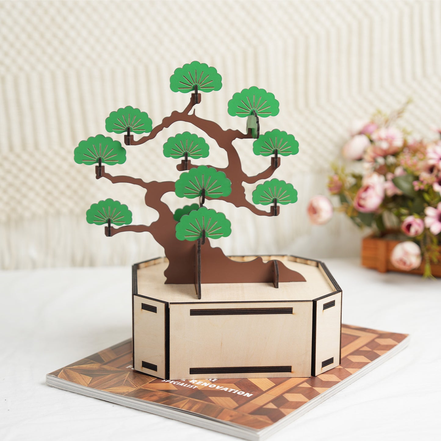 Wooden Potted Plant Bonsai Ornament