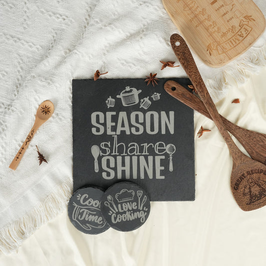 Kitchen Sharing Stone Slate Coaster Engraving