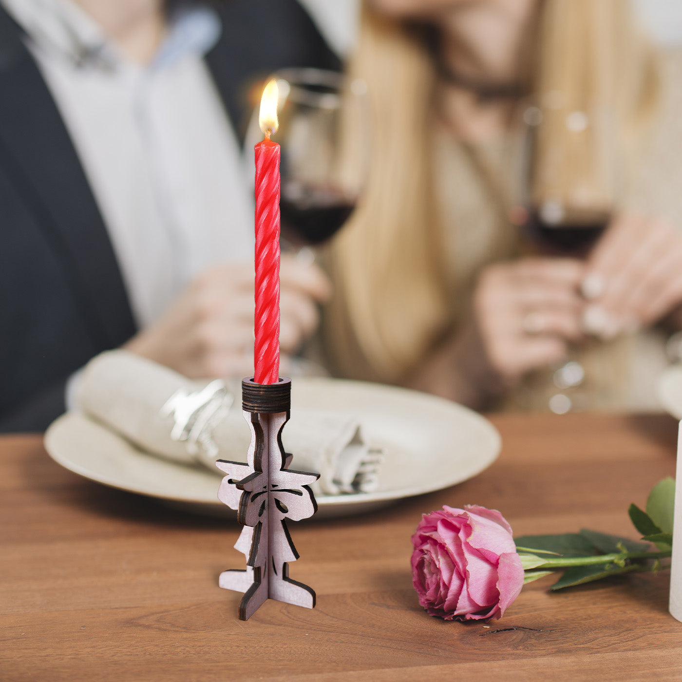Valentine's Day Wooden Small Candle Holder