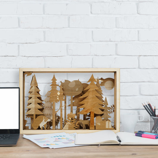 Multi-layer collage decorative forest wood frame