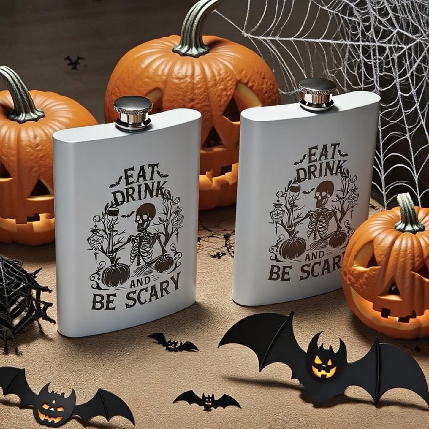 Halloween Metal Flask Engraving