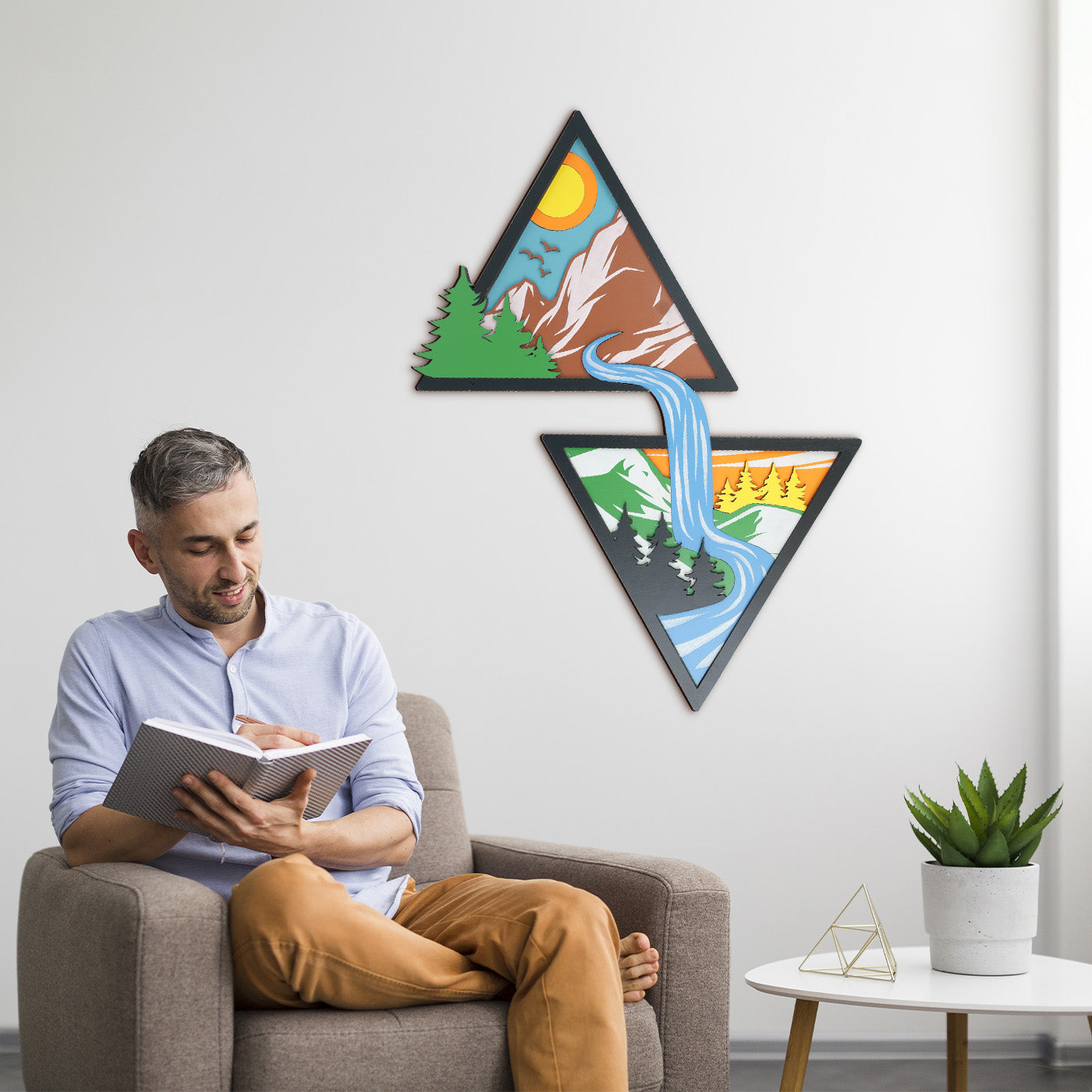 Triangular Landscape Painting Decoration
