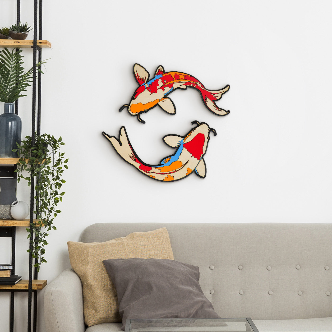 Wooden Koi Decorative Wall Art