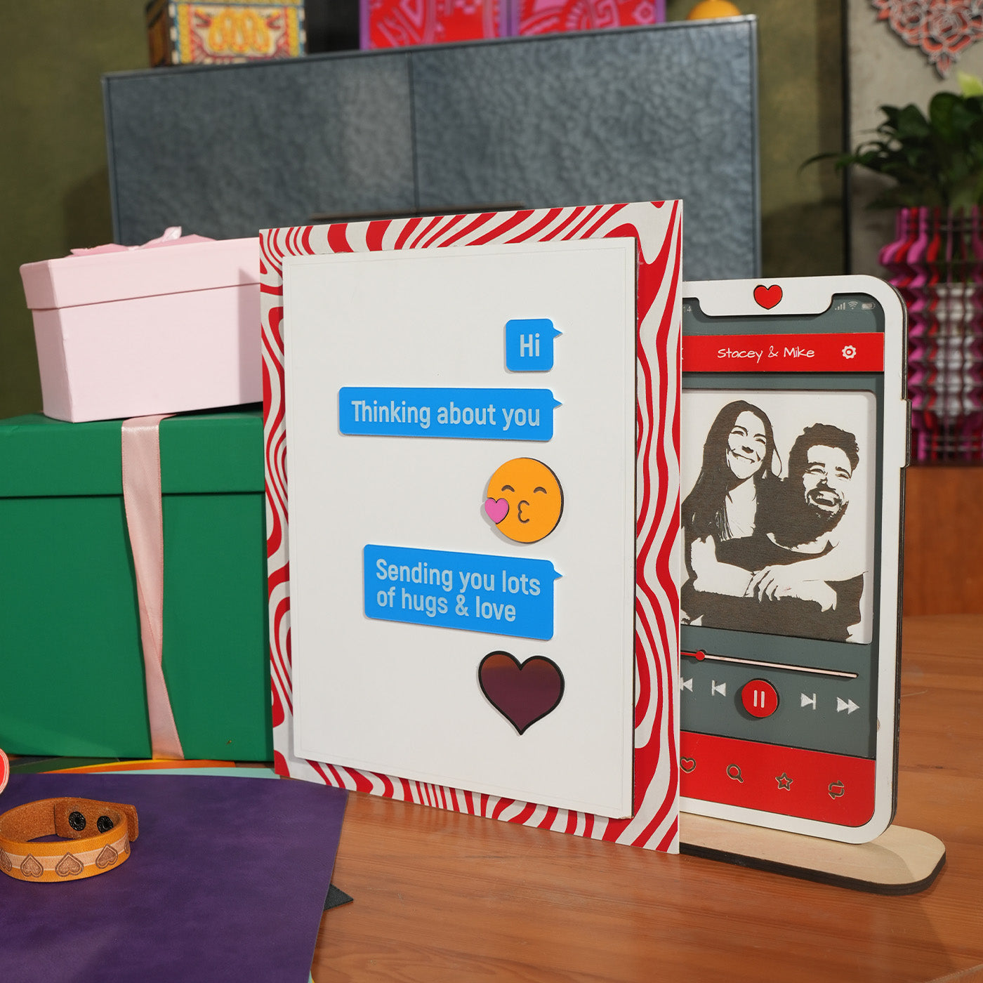 Valentine's Day Wooden Acrylic Chat Photo Frame