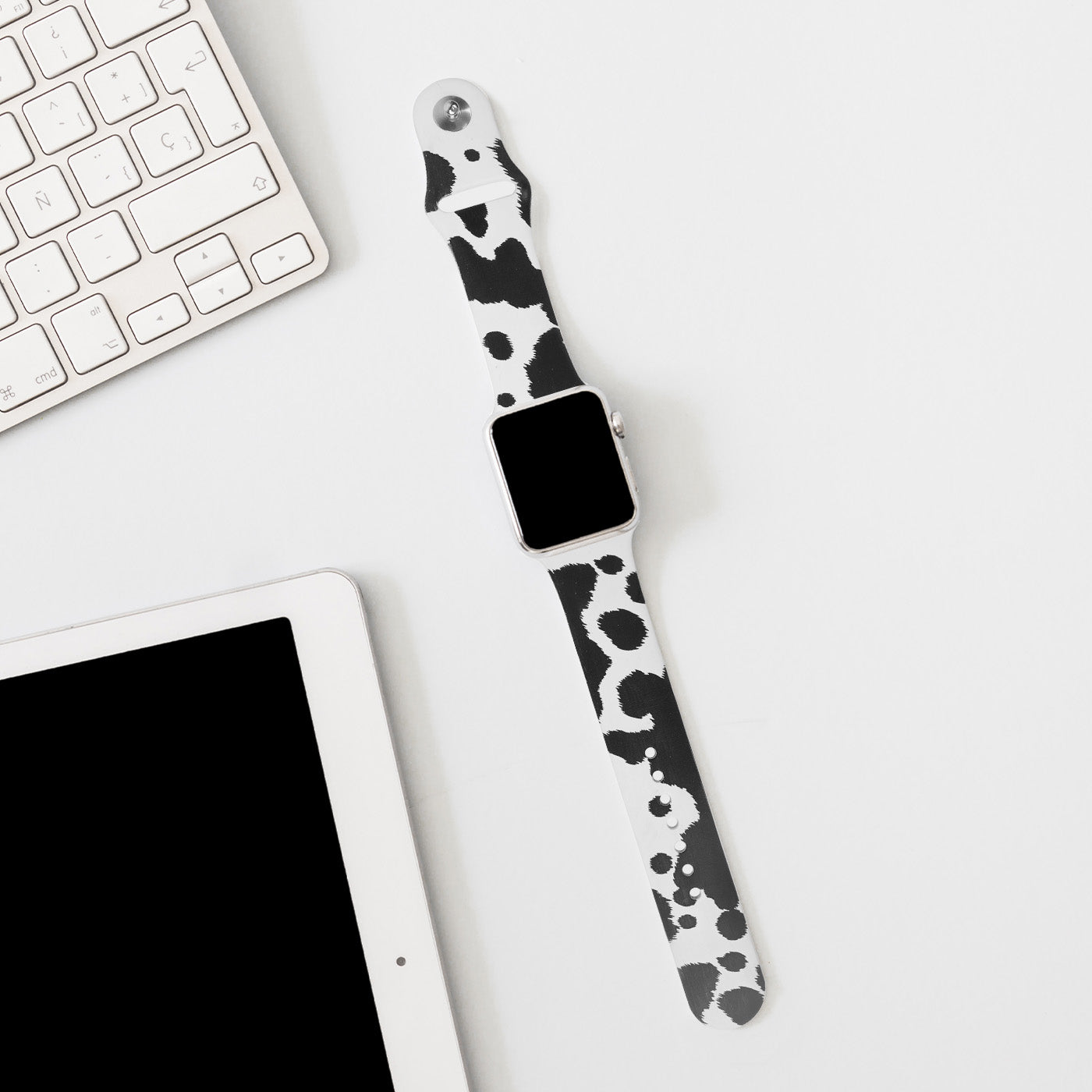 Cow themed watch band strap engraving pattern