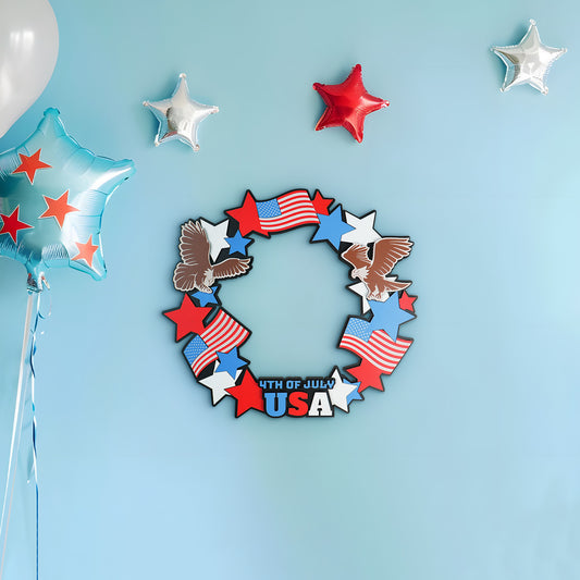 Independence Day Flag Eagle Wreath