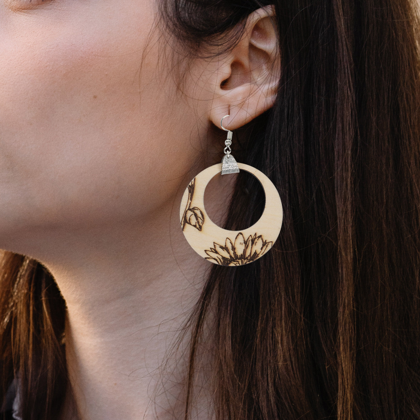 Sunflower Earrings Engraving