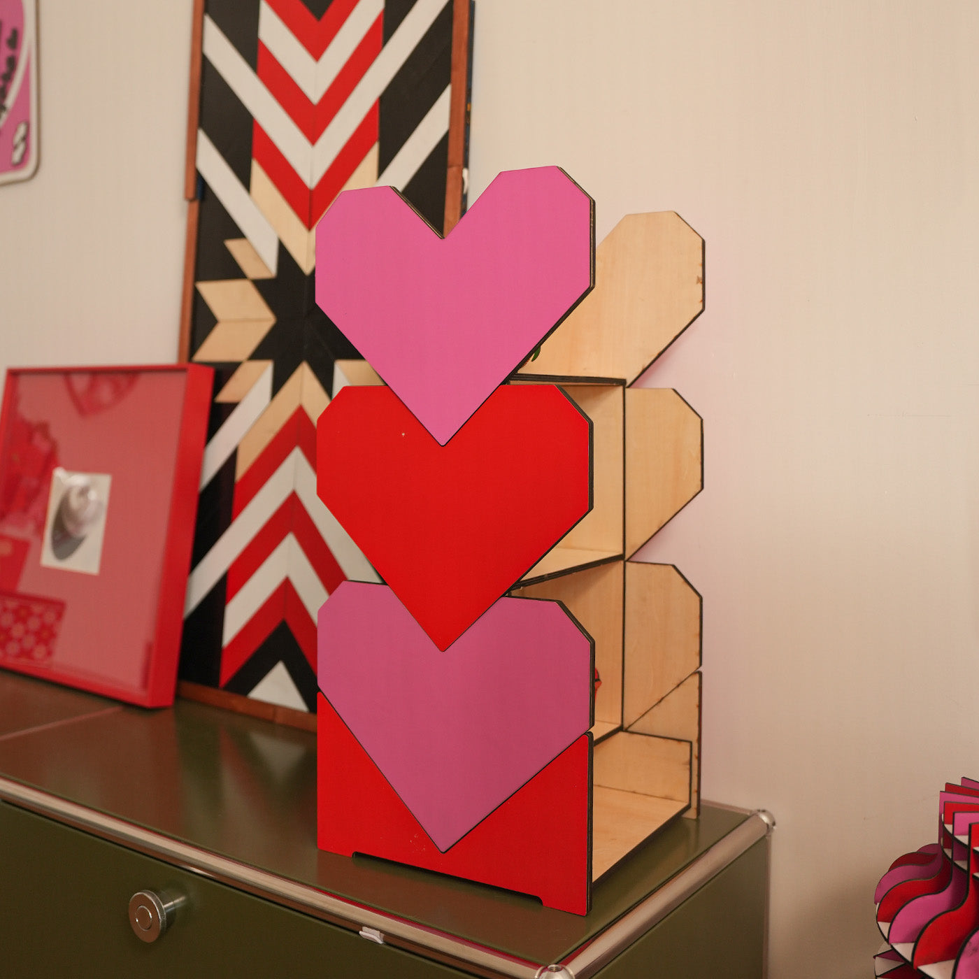 Valentine's Day Wooden Heart Puzzle Organizer