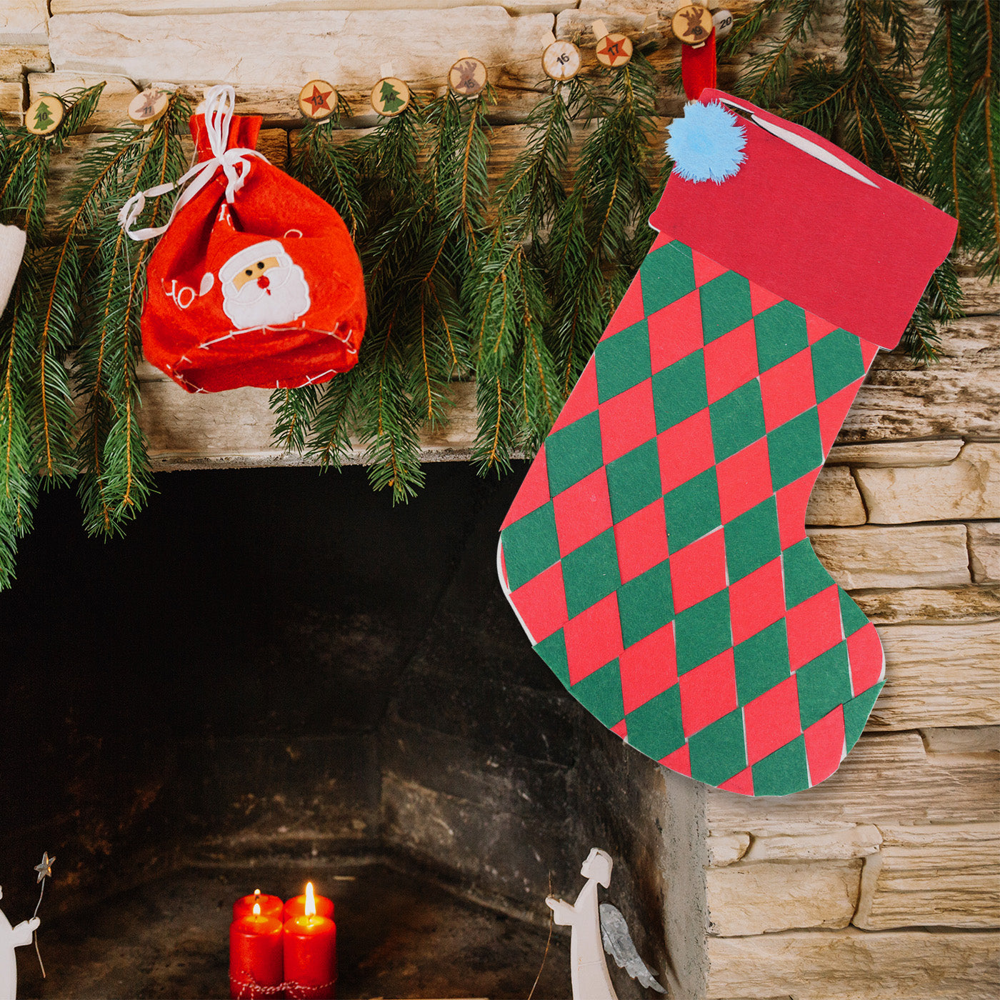 Christmas Fireplace Hanging Mistletoe