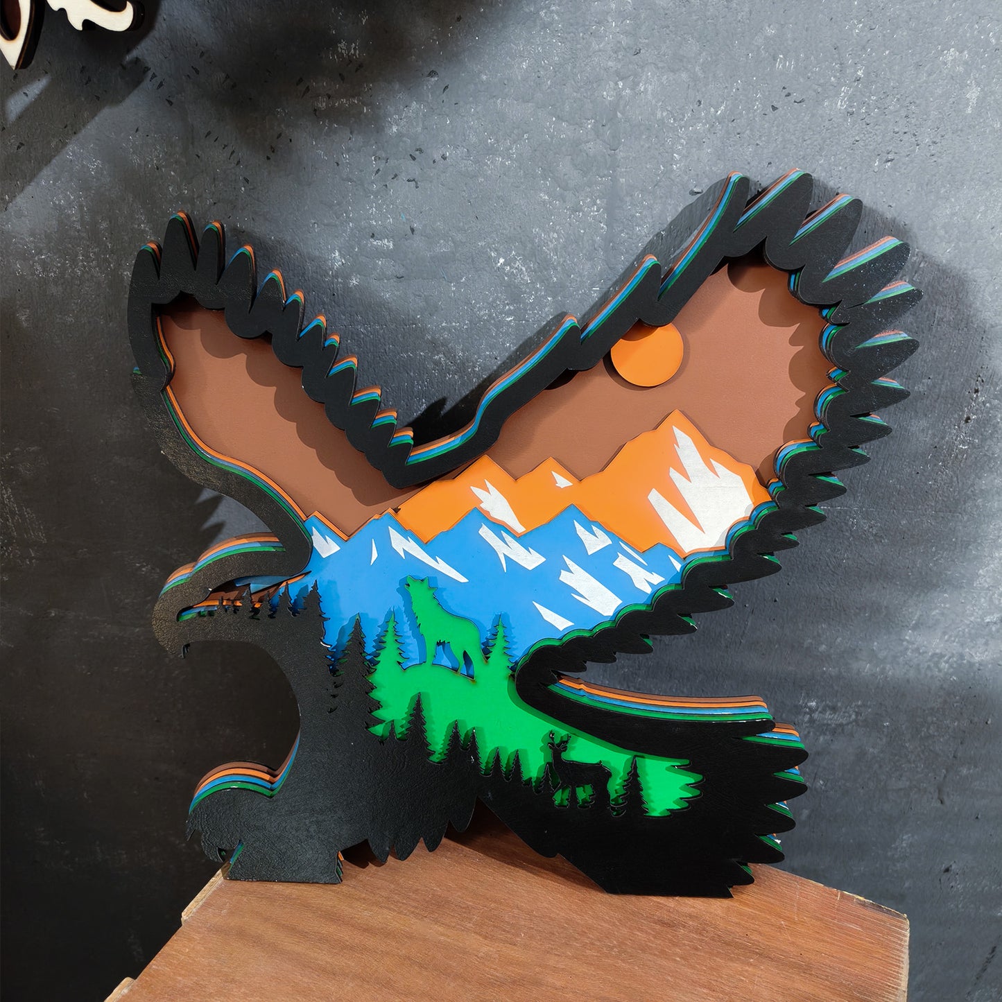 Wooden Multi-Layer Eagle Ornament