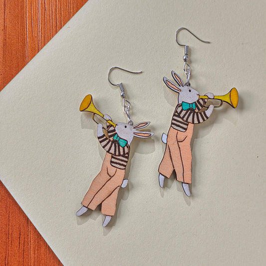 Easter Trumpet Bunny Earrings