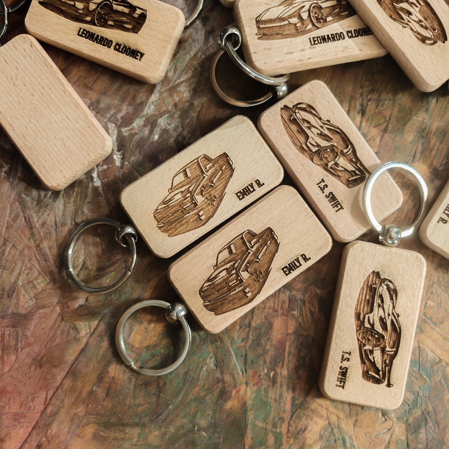 Wooden Car Keychain