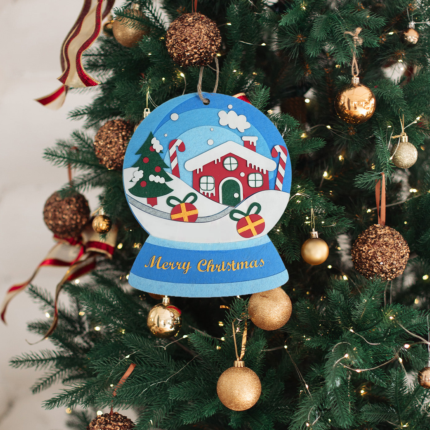 Christmas Tree Snow Globe Hanging Ornament