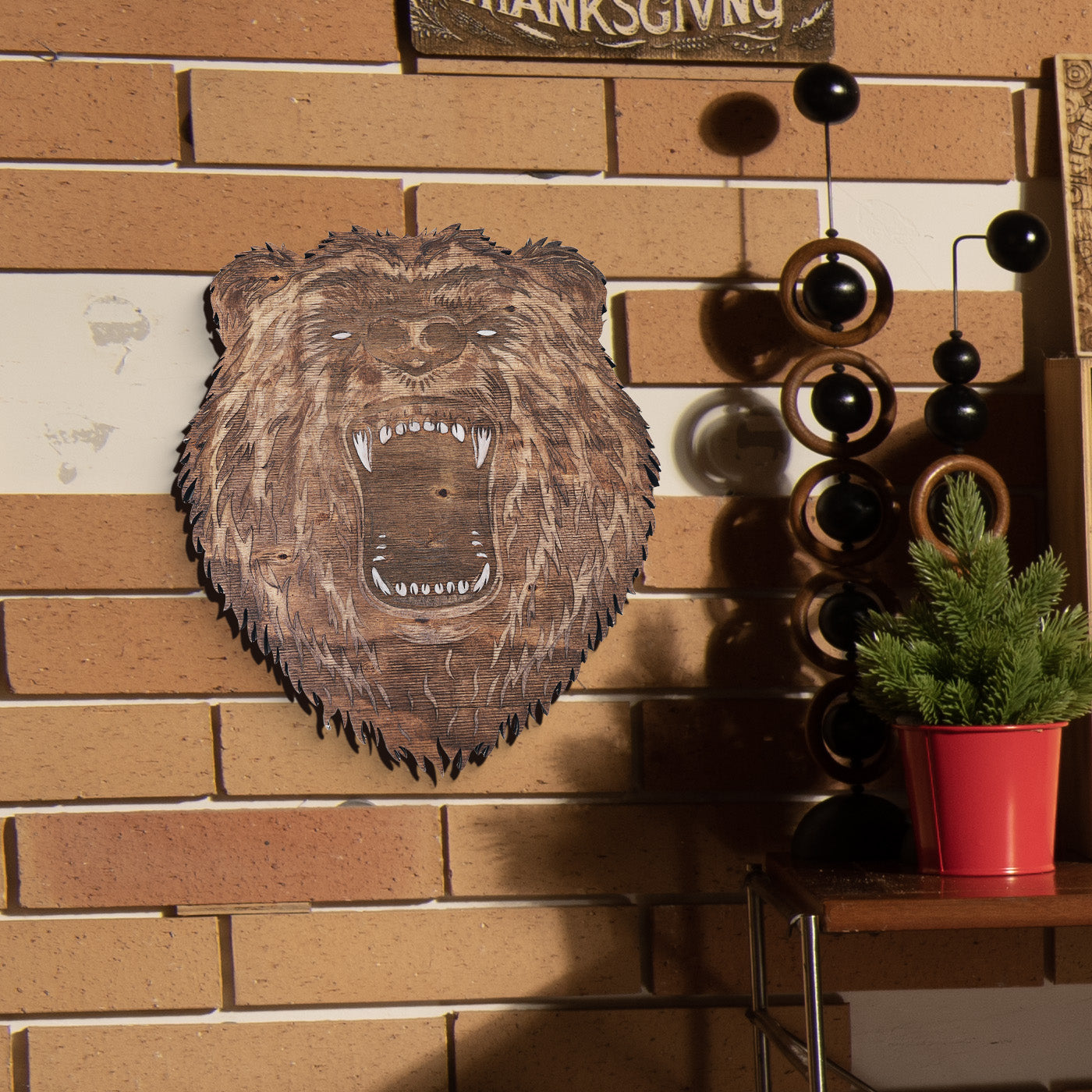 Brown Bear 3D Deep Engraving Pattern