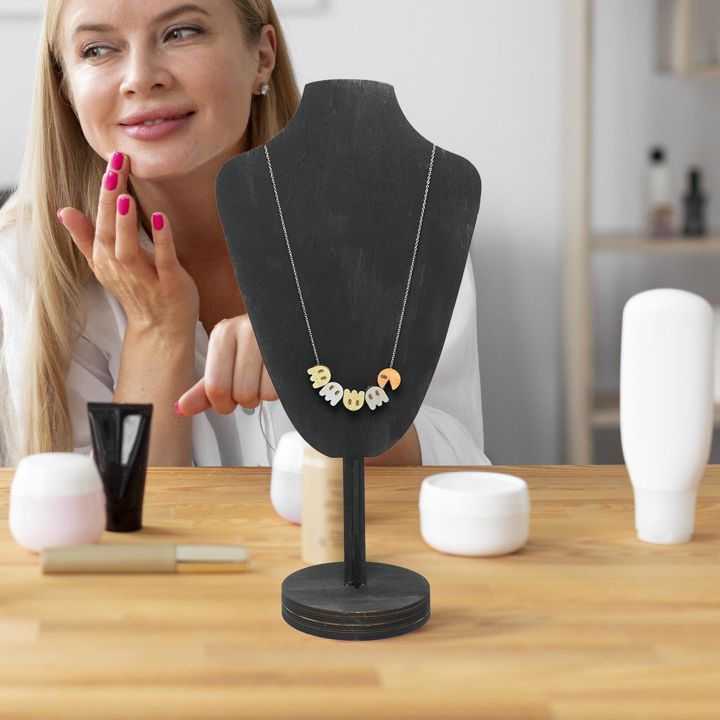 Wooden Necklace Display Stand