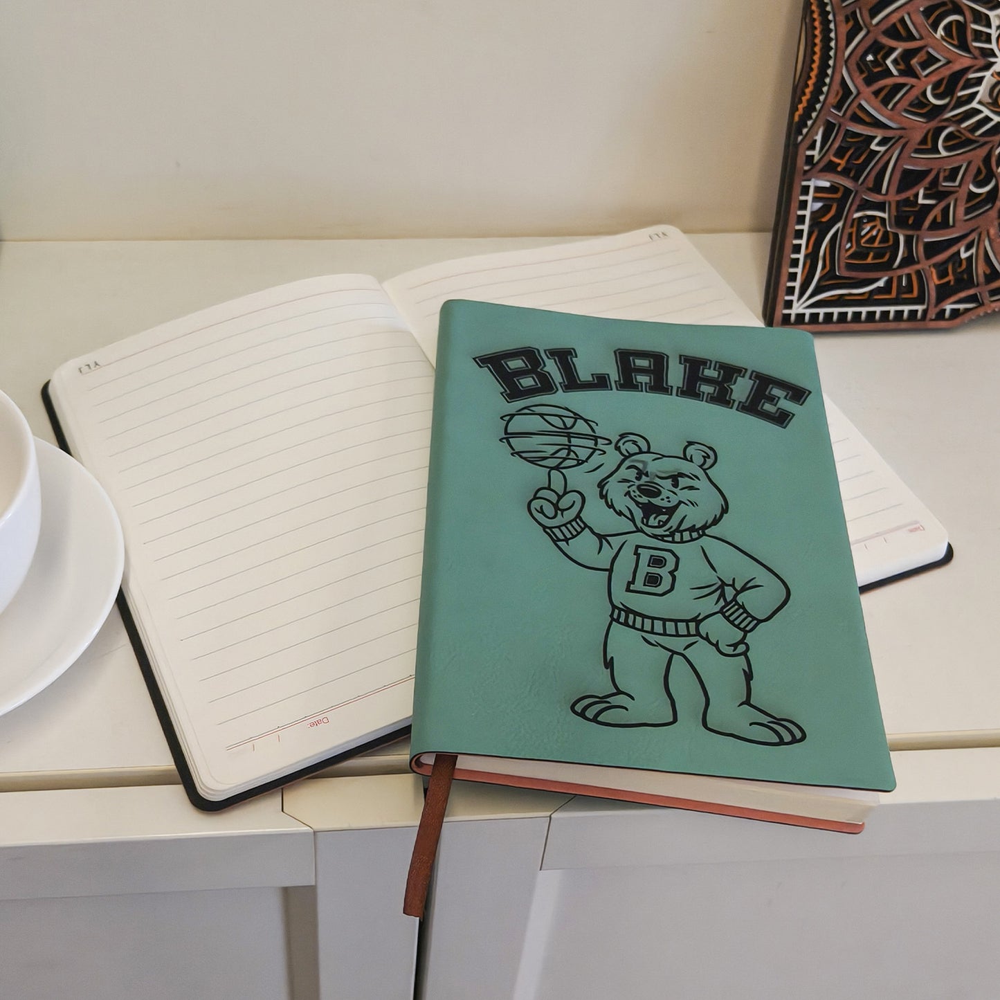 Basketball Mascot School Notebook Engraving Pattern