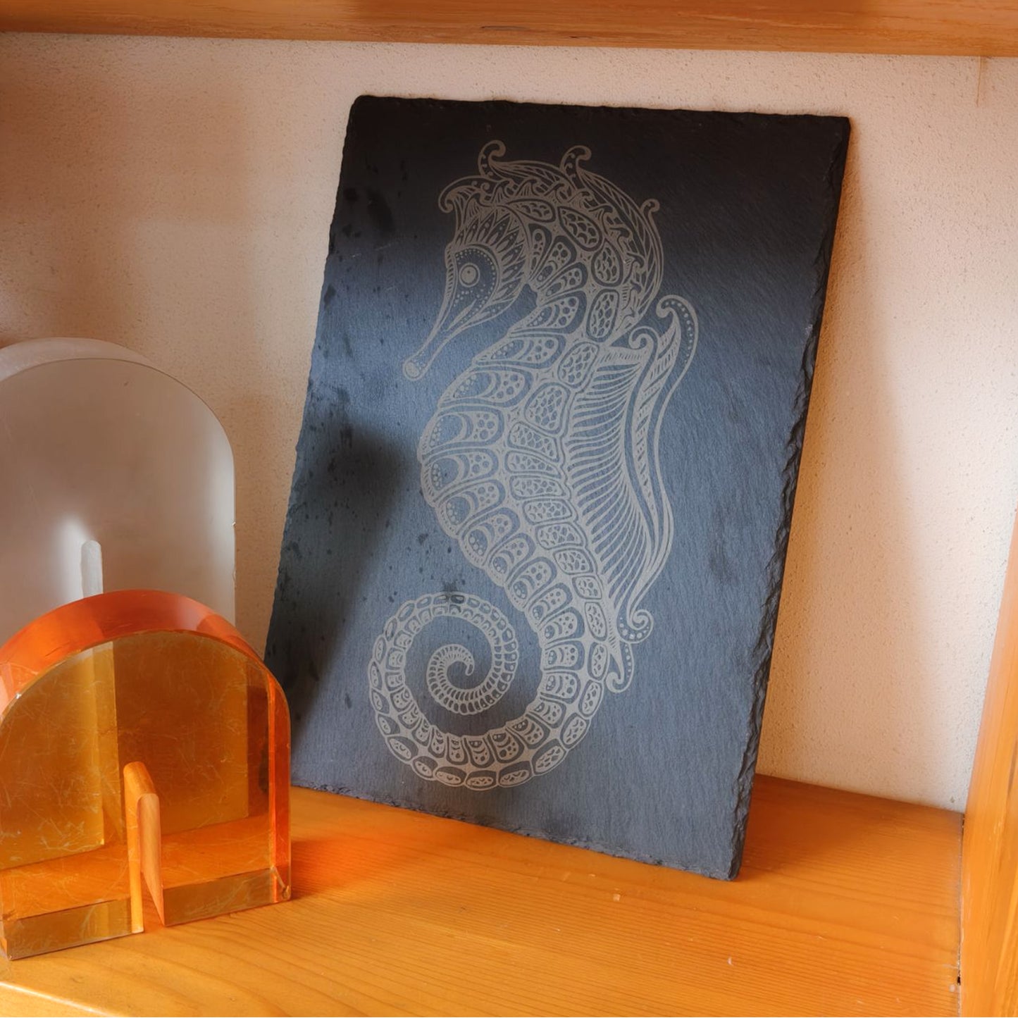 Seahorse Rock Stone Slate Engraving