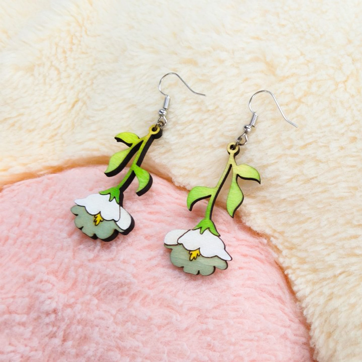 White Flower Earrings