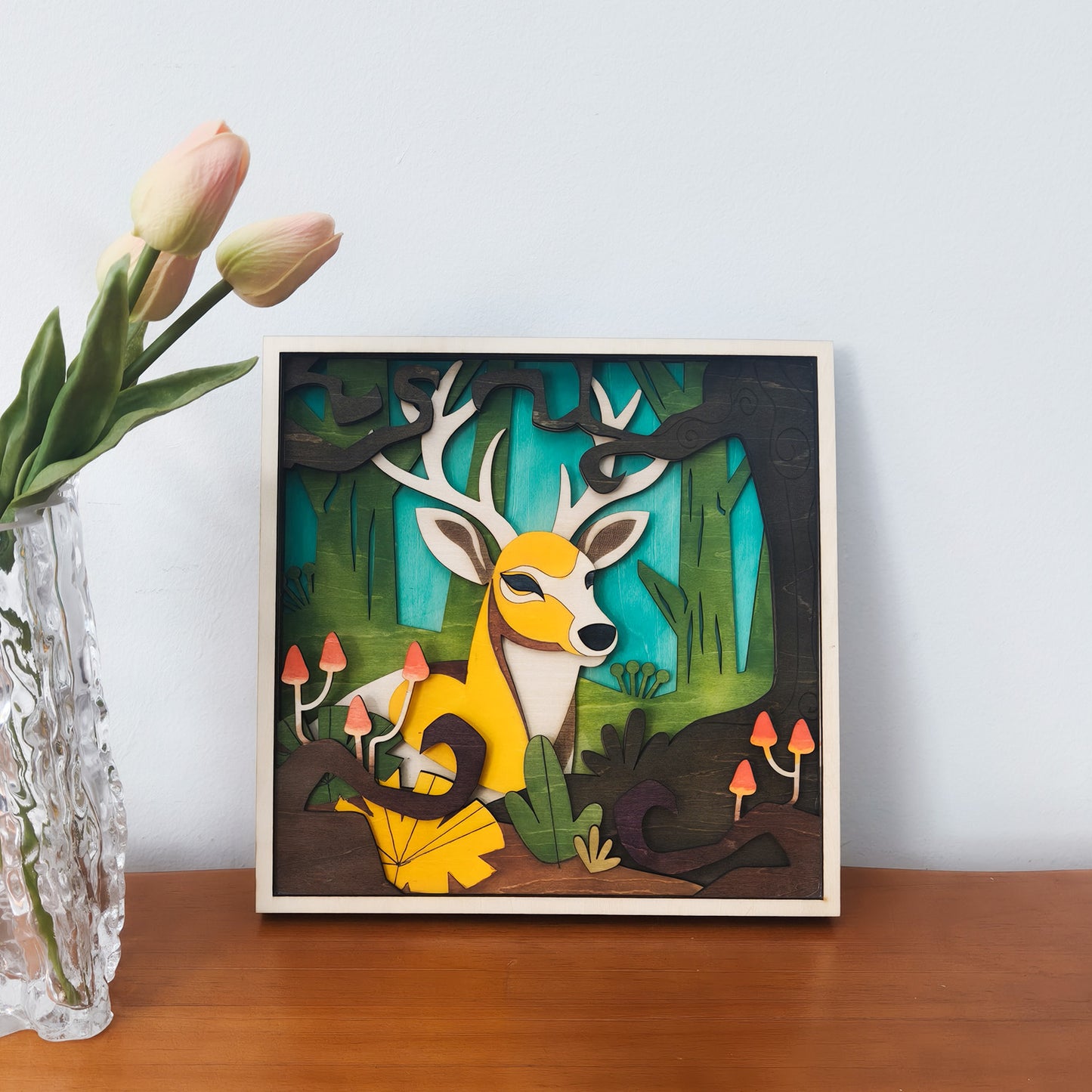Multi-layered forest deer decorative painting
