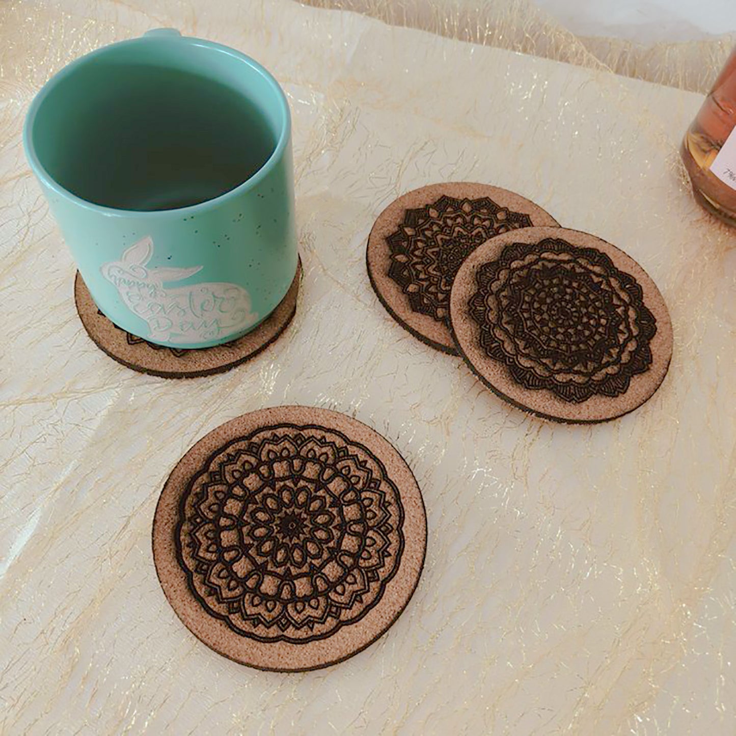 Cork pattern coasters