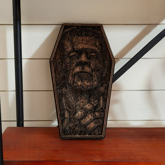Halloween Frankenstein Coffin Cover Deep Engraving