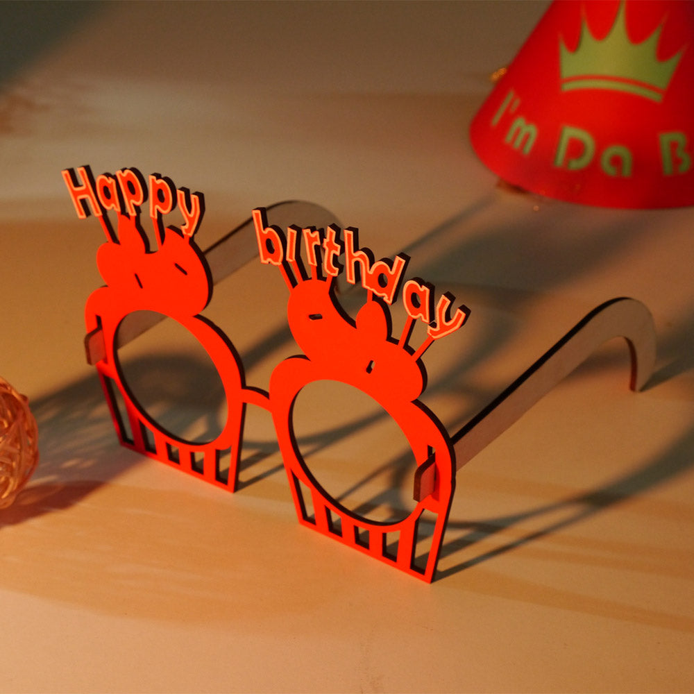 Wooden Glasses 01 Happy Birthday