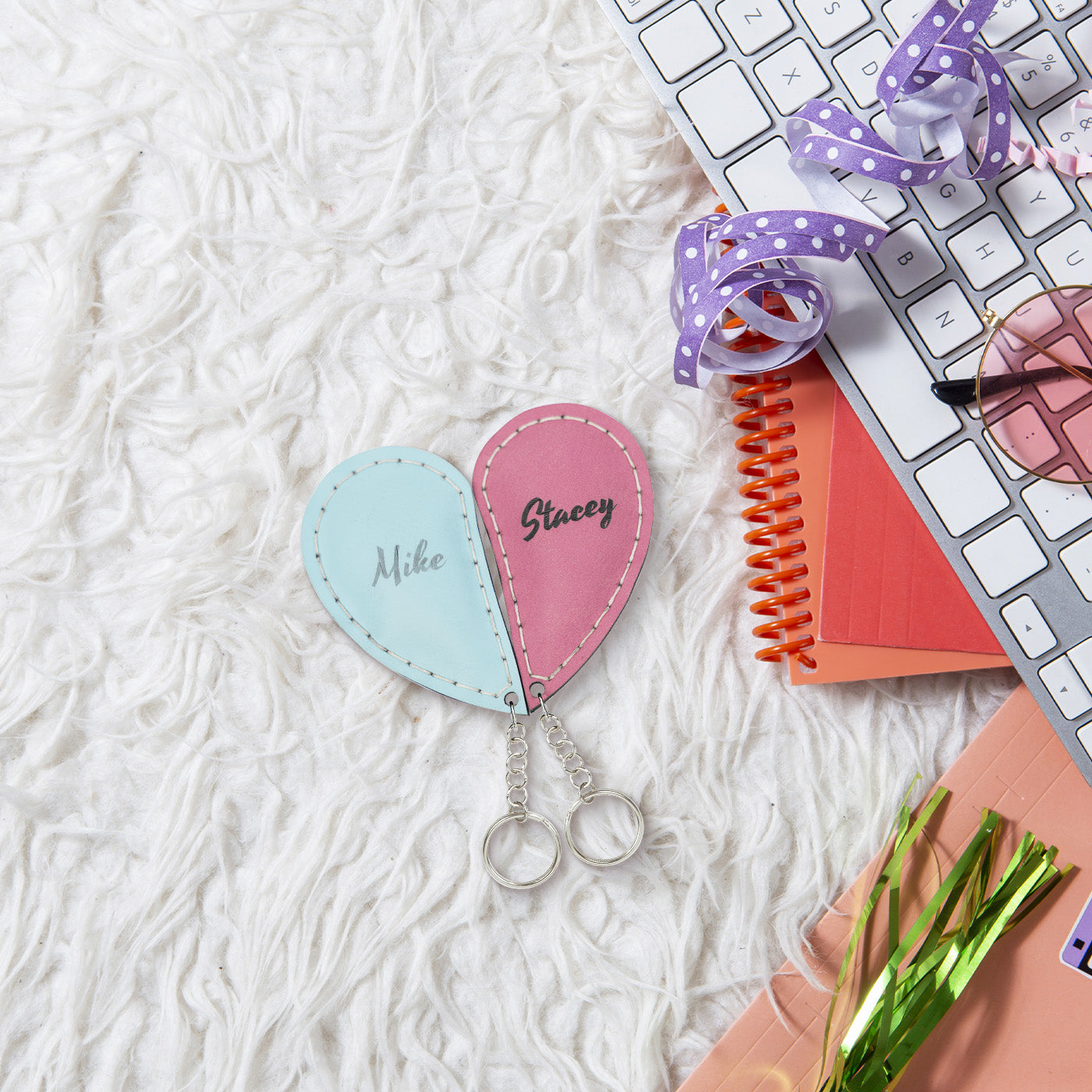 Leather Love Couple Keychain