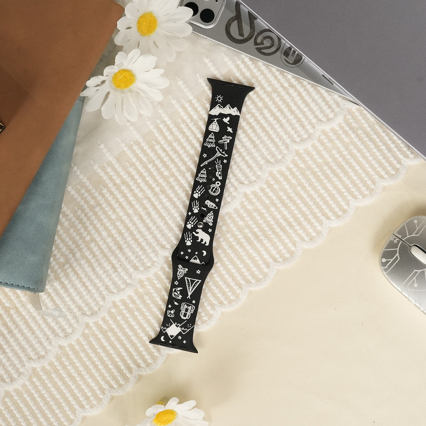 Outdoor themed watch band strap engraving pattern